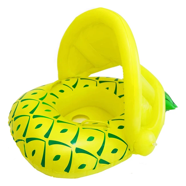 Salvagente Neonato Gonfiabile con Parasole Regolabile - Vindany Baby Float 636 Mesi - Ananas Giallo