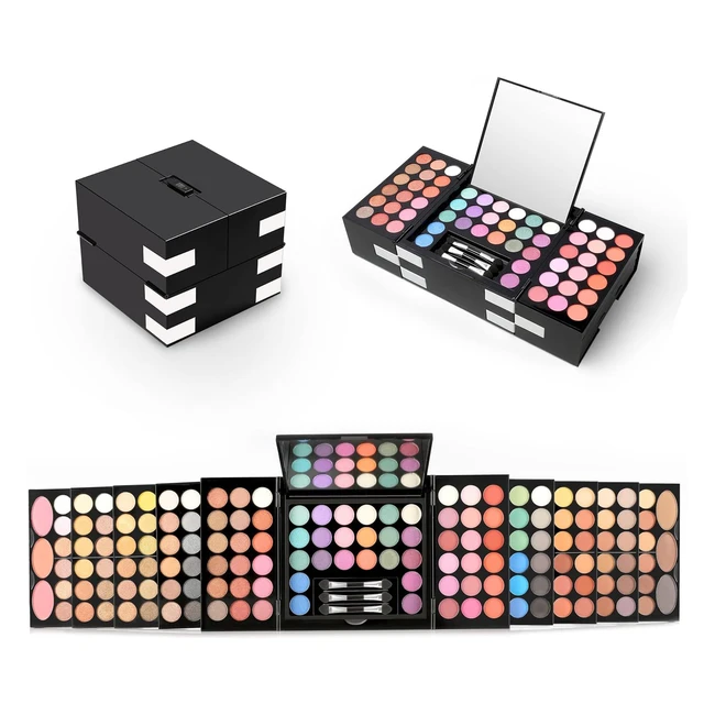 142 Colors All-in-One Makeup Palette with Shimmer/Matte Eyeshadow, Blush, and Applicators - High Quality Ingredients for Party, Wedding, and Casual Makeup