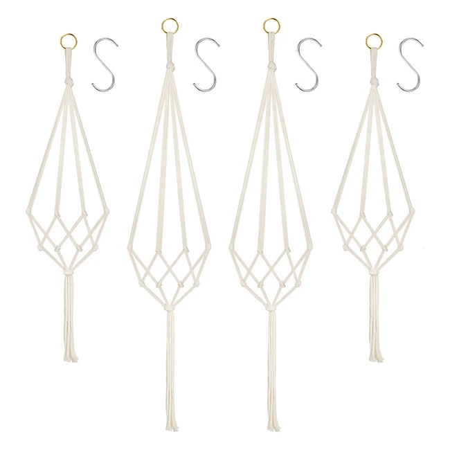 Vasi sospesi in macramé Flintronic per piante e fiori - Set da 4