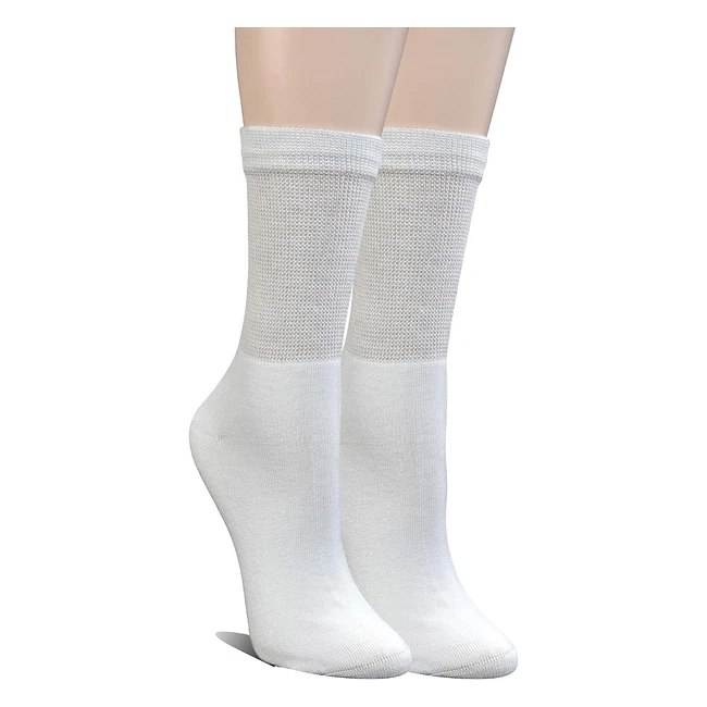 Yomandamor Ladies Bamboo Diabetic Crew Socks - Soft, Seamless, 6 Pairs, Size 38 UK