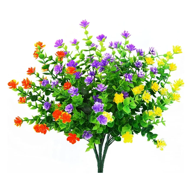 UV Resistant Faux Flowers - Smaluck Artificial Plants for Indoor/Outdoor Decor - 3 Bundles