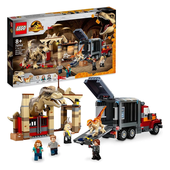 Lego 76948 Jurassic World: T-Rex y Atrocirraptor en Fuga - Juguete de Construcción con Figuras de Animales - Idea de Regalo de Película