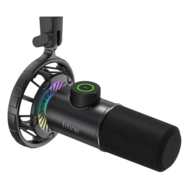 Microphone USB Fifine K658 pour gaming et podcasting - Plug and Play avec prise casque 3.5mm - RGB dynamique