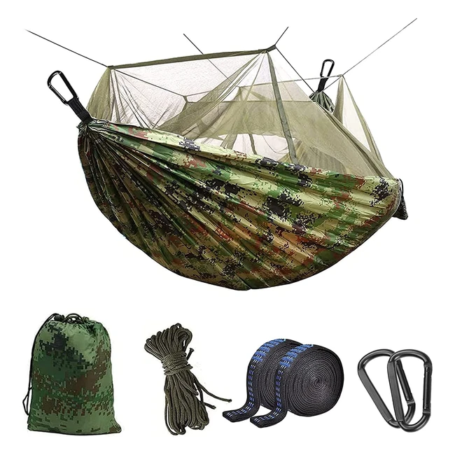 Hamaca de camping con mosquitera Uplayteck - Ultraligera, 260x140cm, 300kg de capacidad de carga, transpirable de nylon para 2 personas