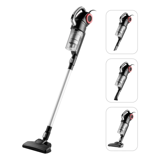 Aspirapolvere Midea MCS2045BR 2 in 1 con filo - Potente 15kpa e tecnologia ciclonica - Nero/Rosso