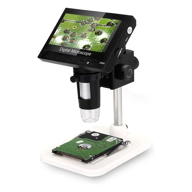 Microscopio digitale LCD per PC, 720p, ingrandimento 1000x, 8 luci LED regolabili, colore nero