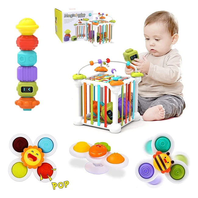 Juguetes Montessori Morkka - Cubo Sensorial con Ventosas y Laberinto de Cuentas - Aprendizaje Temprano para Niños y Niñas