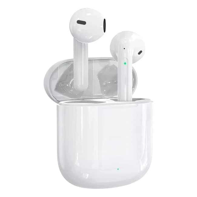 Crown Tech Wireless Bluetooth 5.0 Earbuds - 22H Playback with Wireless Charging Case, Built-in Mic, Deep Bass for Running Sport - iPhone/Android - White