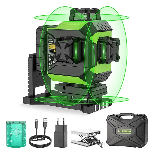 Niveau laser vert Huepar 704CG 16 lignes croisées autonivelantes pour carrelage et plafond