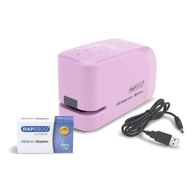 Agrafeuse automatique Rapesco 1451 - Rechargement USBPiles - Rose pastel - Agra