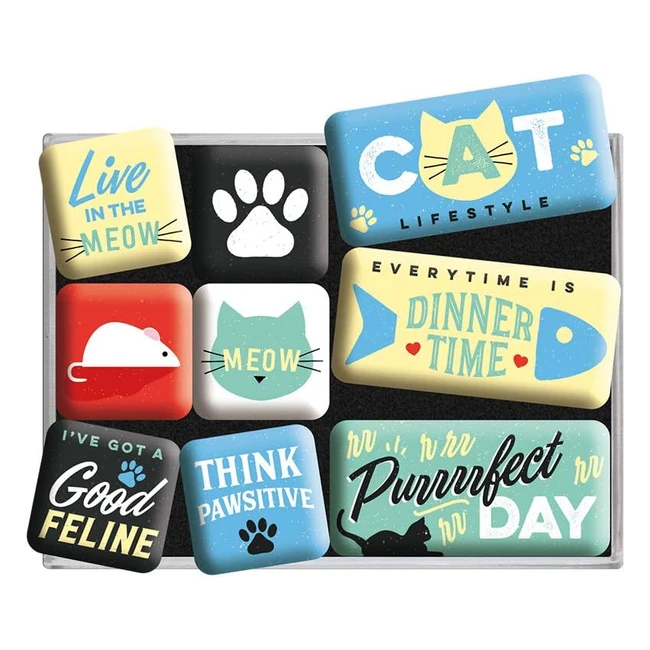 NostalgicArt Magnet Sets mit Katzen  Hunden - 9 bunte Magnete in 2 Gren
