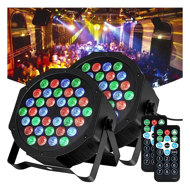 Projecteurs LED Lunsy 36, lumière de scène RGB, télécommande DMX512, 7 modes d'éclairage pour DJ, fête, spectacle, bar, Halloween