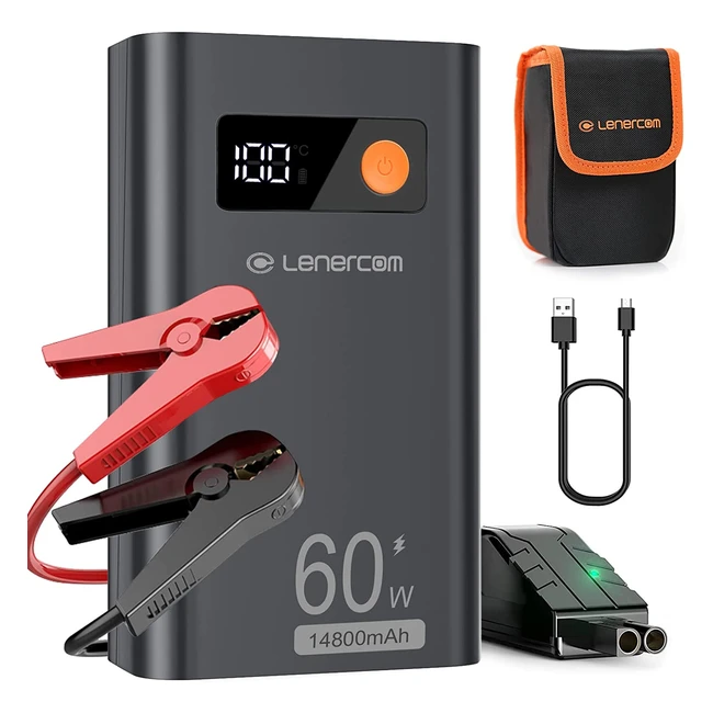 Jump Starter Power Bank 1800A Peak Car Starter PD 60W Quick Charge - Suitable fo