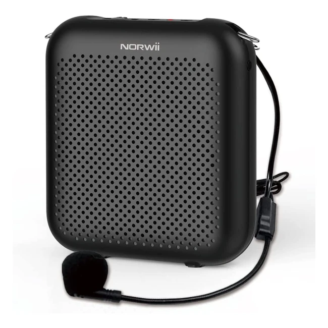 Norwii S358 tragbarer 4000mAh wiederaufladbarer Sprachverstärker mit kabelgebundenem Mikrofon-Headset und persönlichem Mikrofon und Lautsprecher für Lehrer Reiseführer usw. Schwarz