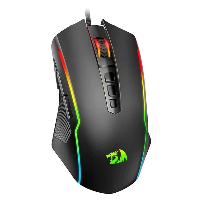 Redragon Wired Gaming Mouse - RGB Backlit, 8000 DPI, 9 Programmable Buttons, Fire Button, Ergonomic Design - M910K