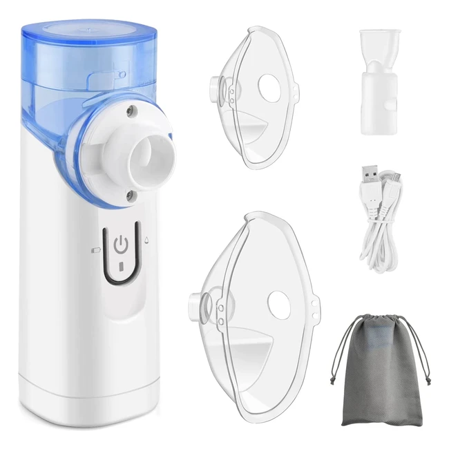 Nebulizador portátil ultrasonido para ninos y adultos con boquilla y máscara - Compacto, silencioso y recargable por USB