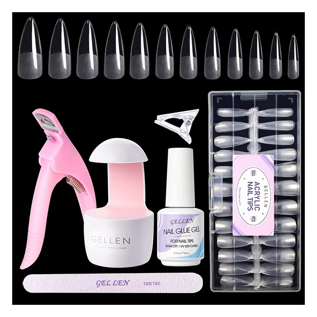 Kit Nail Art Gellen - Vernis Gel, Faux Ongles, Lampe UV LED, Lime à Ongles et Coupe-Ongle