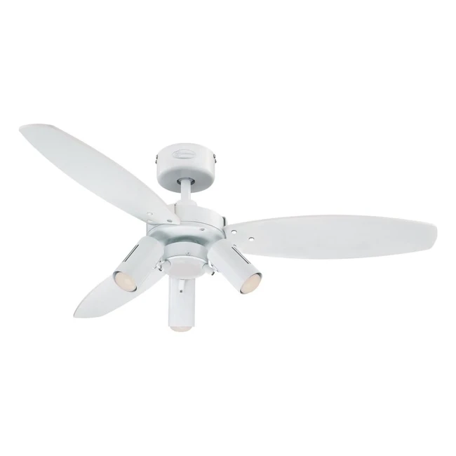 Ventilateur de plafond blanc 105cm Jet Plus avec kit d'éclairage spot - Économique et Silencieux