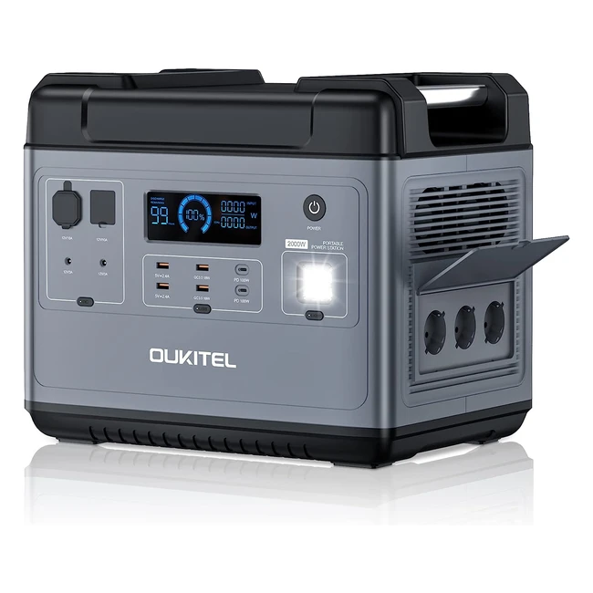 Oukitel P2001 Powerstation - 2000Wh/625000mAh Solar Generator mit UPS, 13 Steckdosen, 2000W/4000W Peak, Notstromaggregat für Wohnung, Reise, Camping