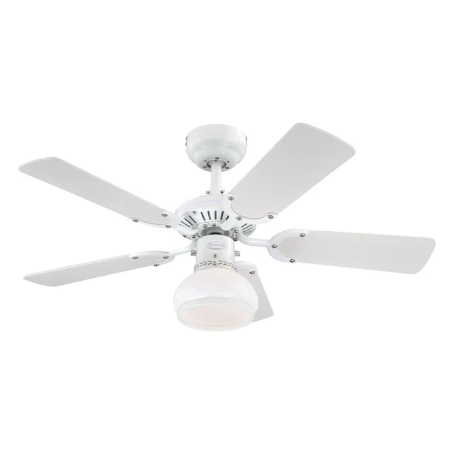 Ventilateur de plafond Princess Radiance II blanc 90cm avec éclairage en verre opale dépoli