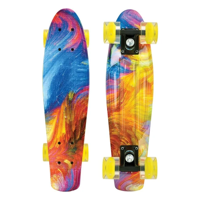 Schildkrt Retro Skateboard Free Spirit Premium Beach Board - LED Wheels & ABEC7 Ball Bearings