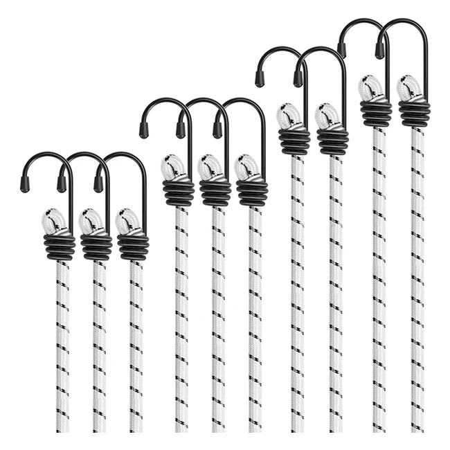 Cuerdas Elásticas Kiprim 100cm - Paquete de 10 con Ganchos Resistentes - Protege Muebles y Cargas para Ciclistas y Motocicletas