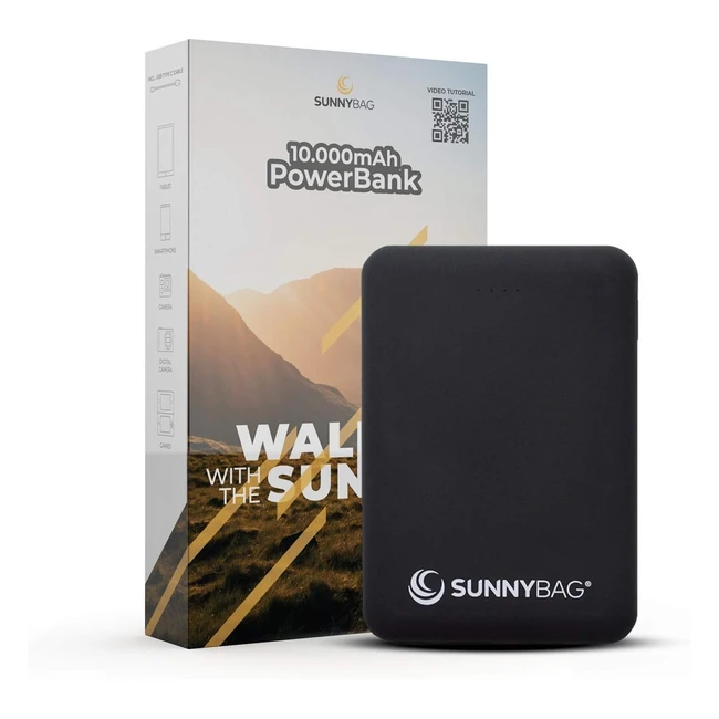 Powerbank Sunnybag 10000mAh - Batterie solaire haute qualité avec technologie OPF pour charge et décharge simultanées - Entrée type C et sortie USB