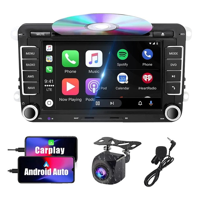 VW Car Radio DVD Bluetooth AMFMRDS USB SD 7 Touchscreen TFT - Apple CarPlay  A