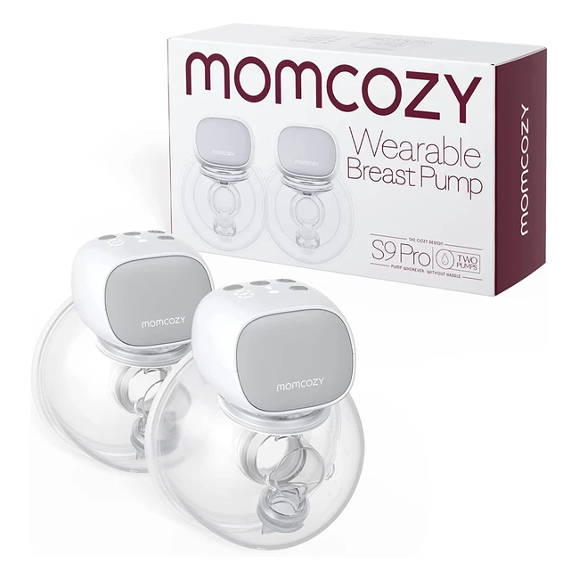 Momcozy S9 Pro Wearable Breast Pump - Longest Battery Life, LED Display, 2 Modes, 9 Levels, 2 Pack Gray