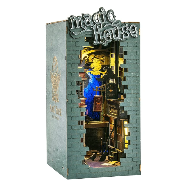 Robotime Wooden Book Nook Dollhouse Kit - DIY Wall Hanging Miniature Room with LED Lights