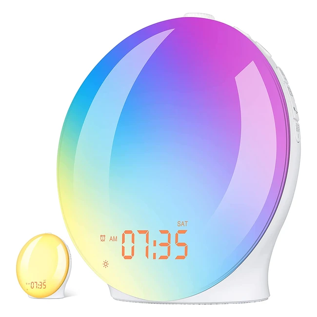 LitAlarm Sunrise Alarm Clock - Fullscreen 320 Lux 8 Natural Sounds Dual Alarm