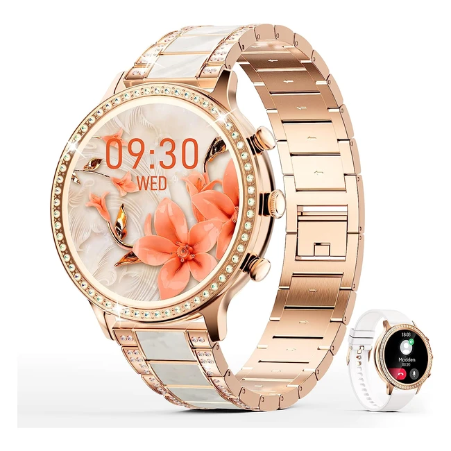 Women's Smartwatch with Heart Rate Monitor, Blood Pressure, and Oxygen, 20 Sports Modes, IP67 Waterproof, and Diamond Stylish Design - ZKCreation