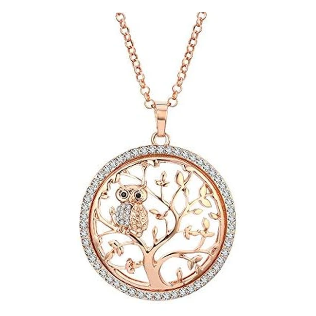 Collier Arbre de Vie Hibou pour Femmes - Cristal CZ Longue Chaîne Brillante Strass - Réf. 123456