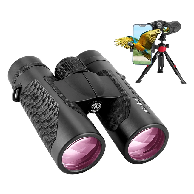 Fernglas für Erwachsene 10x42 mit Stativ und Smartphoneadapter - Wasserdichtes Fernglas für Vogelbeobachtung, Reisen, Astronomie, Sport und Tierwelt