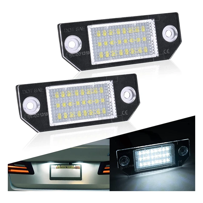 Uraqt LED plaque d'immatriculation 2pcs 12V 6500K 18SMD super brillant pour Ford Focus Cmax I 03 Ford Focus MK2