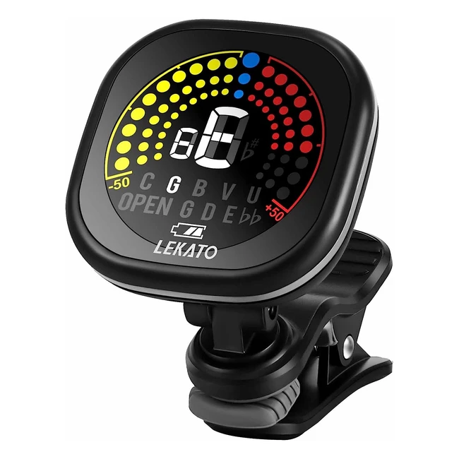 Lekato Clip-On Rechargeable Tuner - Accurate Digital Tuning for Guitars, Bass, Violin & Ukulele