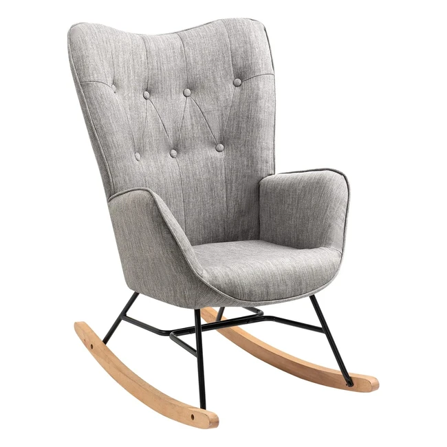 Sedia a dondolo moderna con braccioli e alto schienale per relax