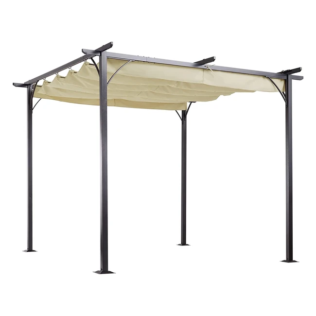 Outsunny Pergola Gazebo 3x3m Aluminium Beige | Retractable Canopy & UV Protection