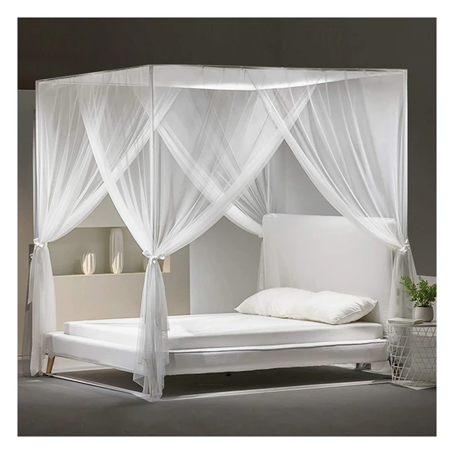 SZHTFX Mosquito Net for Double Bed - Anti-Insect Canopy with 4 Corner Posts - Id