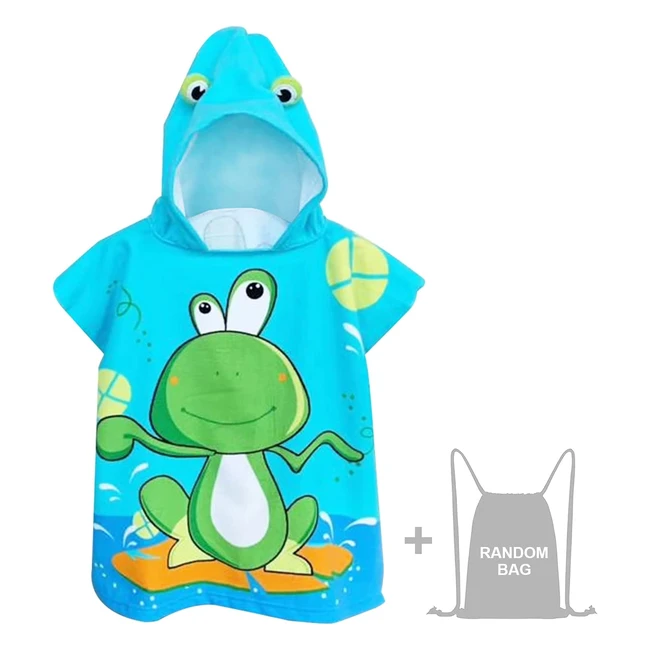 Poncho de bain enfant Joraki - Microfibre douce - Cape de plage super douce - Grenouille - 2 à 8 ans