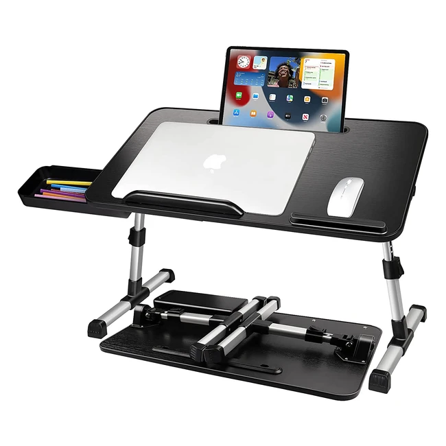 Mesa Portátil Airopen para Cama y Sofá con Cajón y Ranura para Pad - 53x30cm Negro