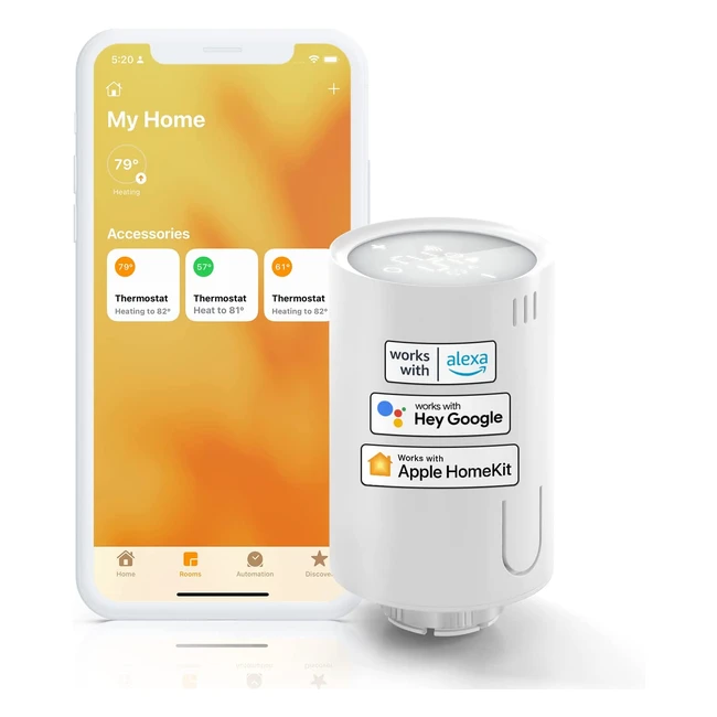 Tête thermostatique connectée sans hub pour radiateur eau chaude - Contrôle vocal et à distance