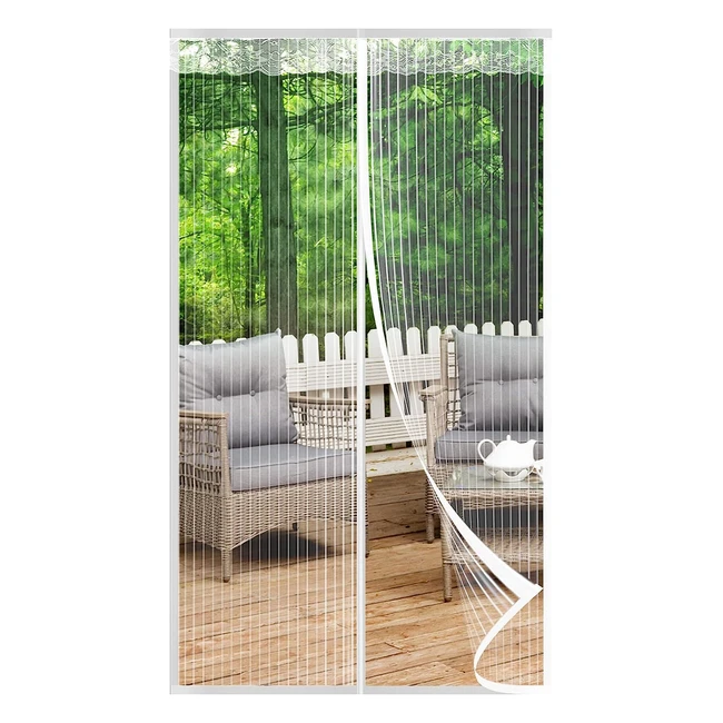 Moustiquaire porte fenêtre magnétique 100x210cm - Rideau anti-mouche aimanté sans perçage pour porte extérieure, balcon, camping-car, terrasse - Blanc