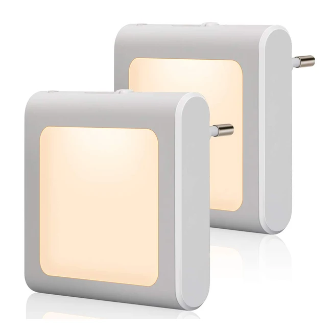 Emotionlite Nachtlicht Steckdose mit Dämmerungssensor, 2 Stück, stufenlos einstellbare Helligkeit, ideal für Kinderzimmer, Treppenaufgang, Schlafzimmer, Küche, warmweiß