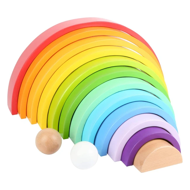 Bloques de madera arcoíris XL para niños pequeños - 11412
