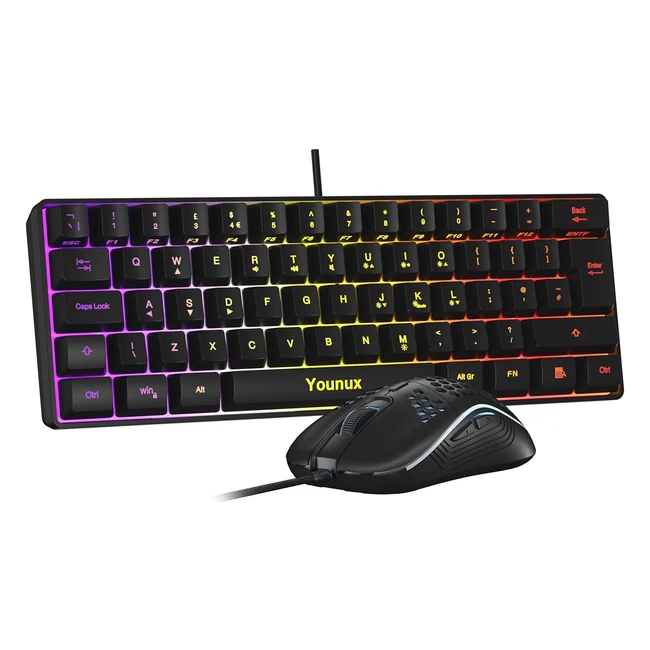 Anivia Gaming Keyboard & Mouse Combo - RGB Backlit 62 Keys Mechanical Feel Keyboard & 7200DPI Honeycomb Optical Mouse for PS4 PC Windows