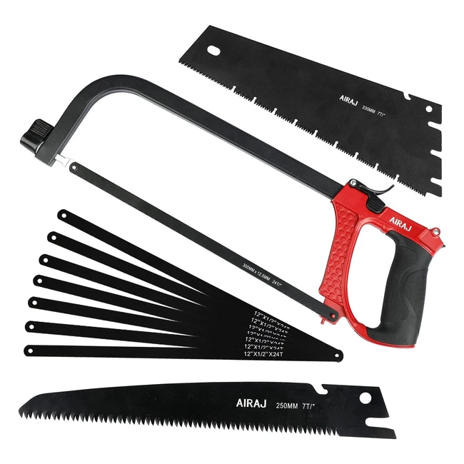 Airaj Multifunctional Hacksaw Set - 7 Spare Blades 2 Hand Saw Blades Adjustabl