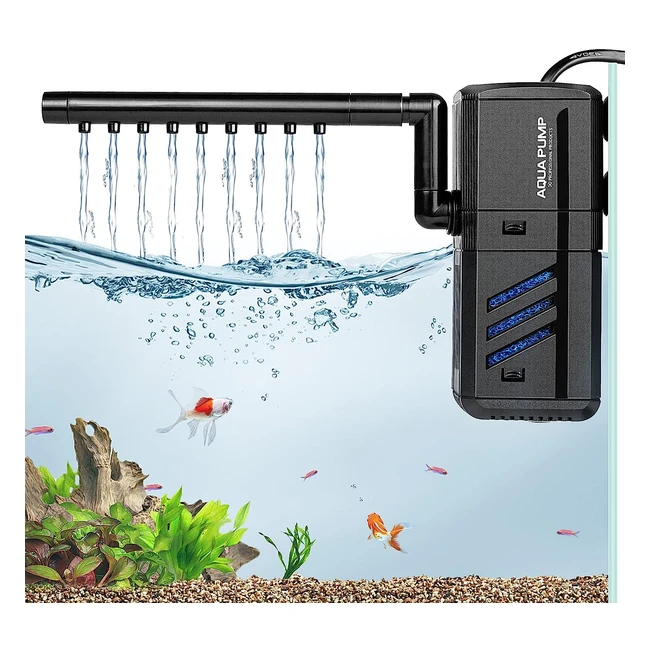 Ireenuo 6W Internal Aquarium Filter Pump for Turtle Tank & Tropical Aquariums - Powerful 500L/H Water Flow