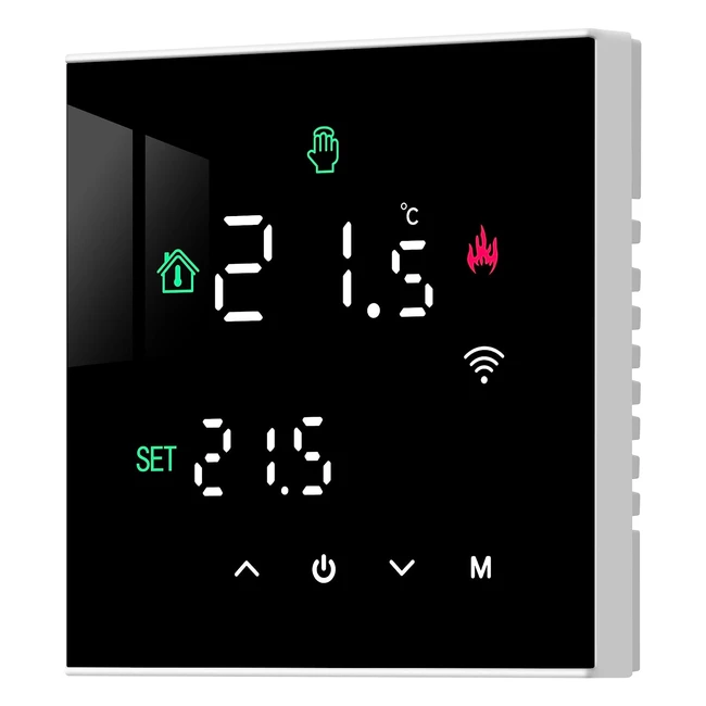 BEOK Smart WiFi Thermostat für Wasser/Gas-Heizung, programmierbar, kompatibel mit Alexa/Google Home, TGW60BWIFIWPB Schwarz