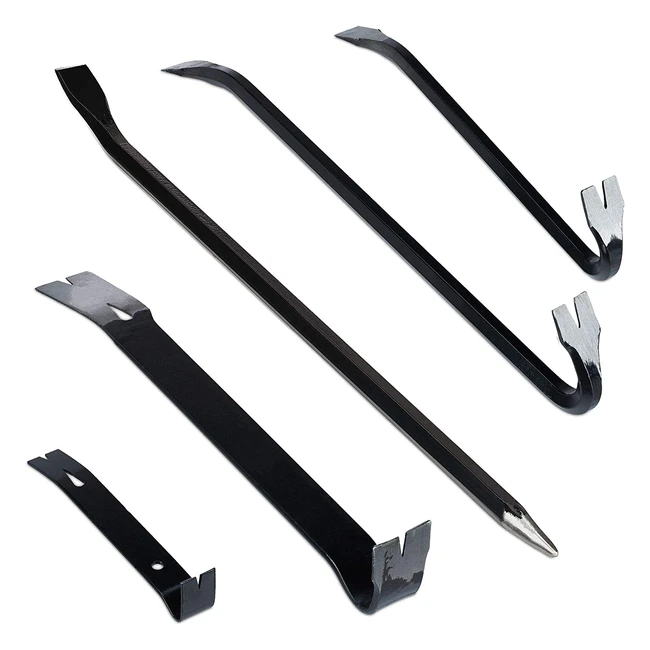 Juego de 5 Palancas Sacaclavos de Acero Negro - Relaxdays - Ref 12345 - Herrami